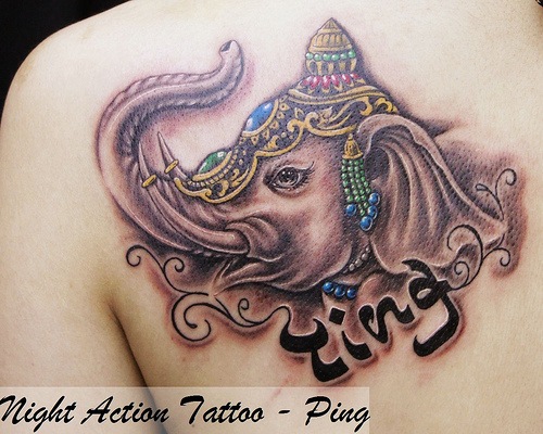 Фото и значение татуировки " Слон ". X_7ac58551